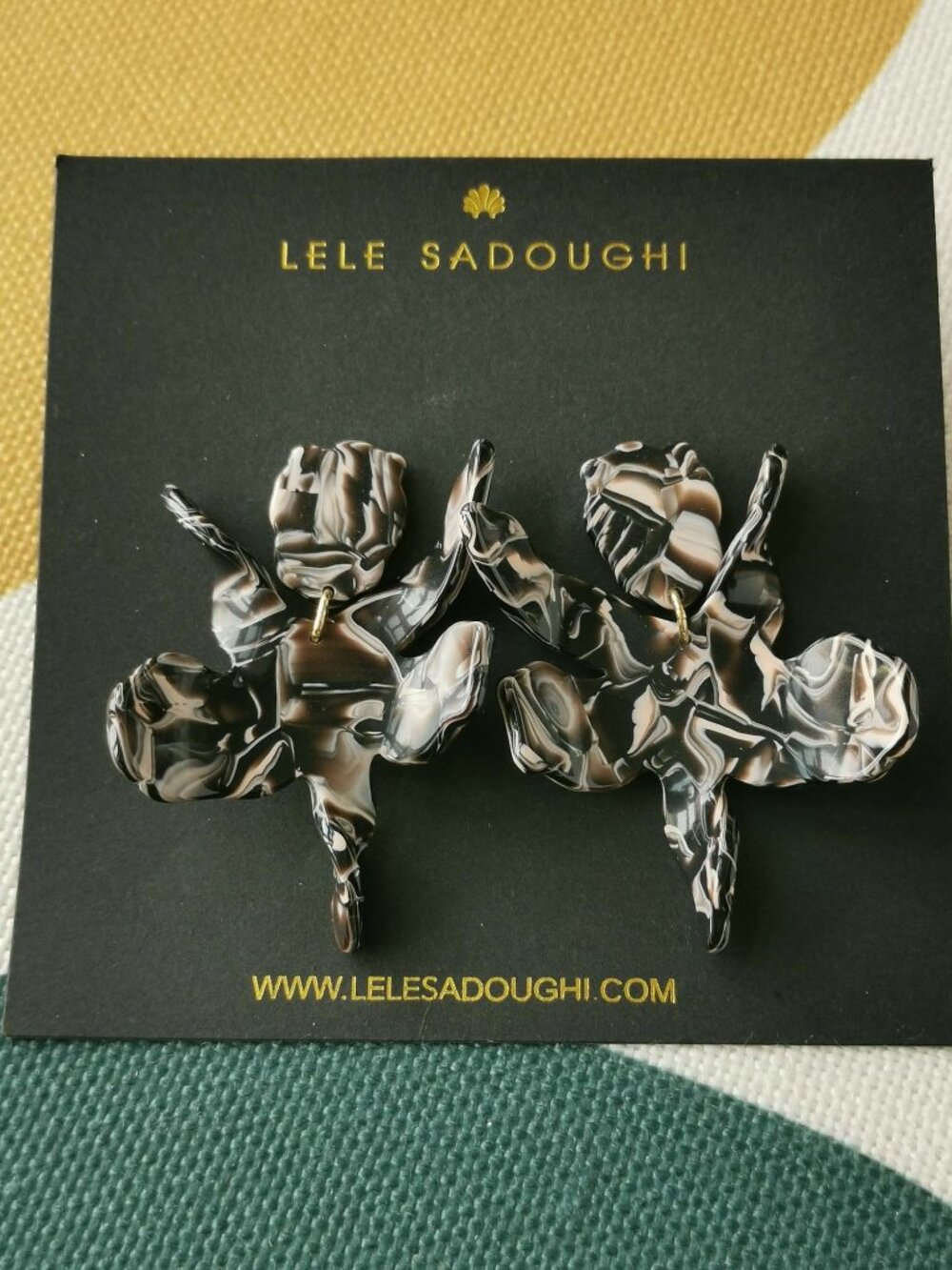 Lele Sadoughi Small Paper Lily  Maple Earrings NEW